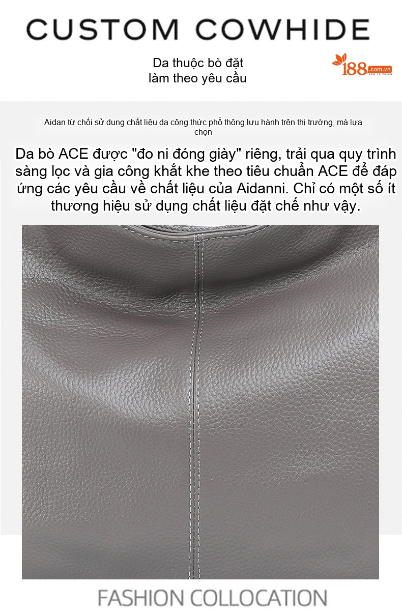 Túi Đeo Vai Nữ Da Bò Mềm Túi Tote Túi Đeo Chéo Màu Xám chi tiết 9