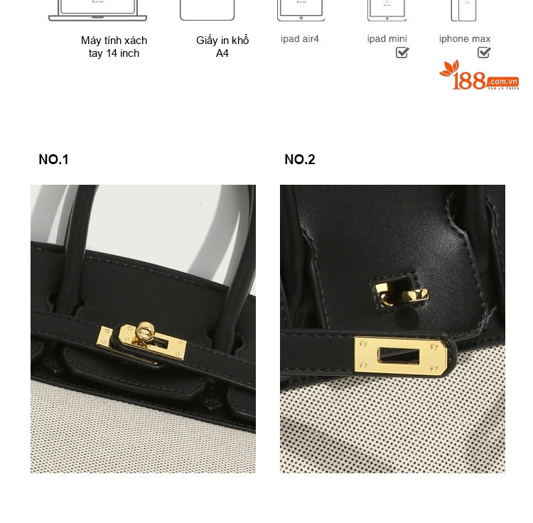 Túi Xách Nữ Mini Platinum Vải Bố Đeo Vai, Đeo Chéo Khóa Gài Màu Trắng Kem, Nâu, Đen chi tiết 4