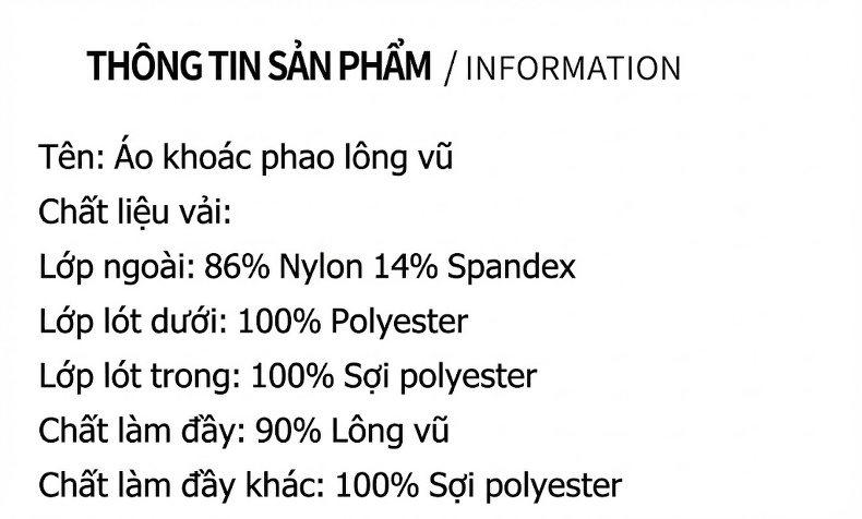 Áo Khoác Phao Nam Trung Niên Công Sở Lông Vũ 90% Màu Xanh Navy chi tiết 14