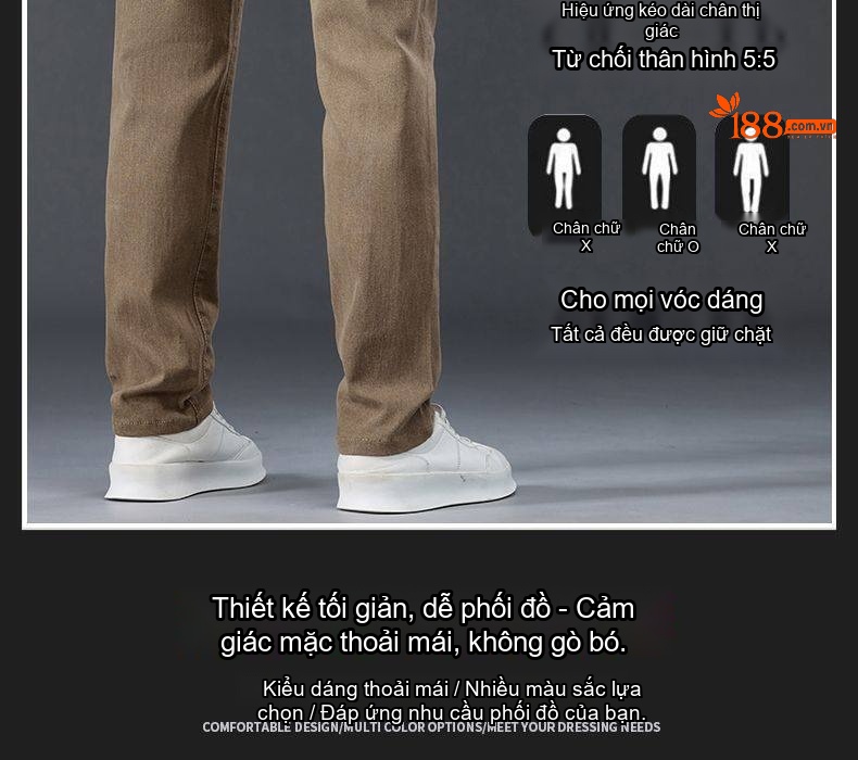 Quần Dài Nam Cotton Thun Co Giãn Dáng Suông Rộng Phong Cách Công Sở Màu Đen, Xám, Nâu, Xanh chi tiết 3