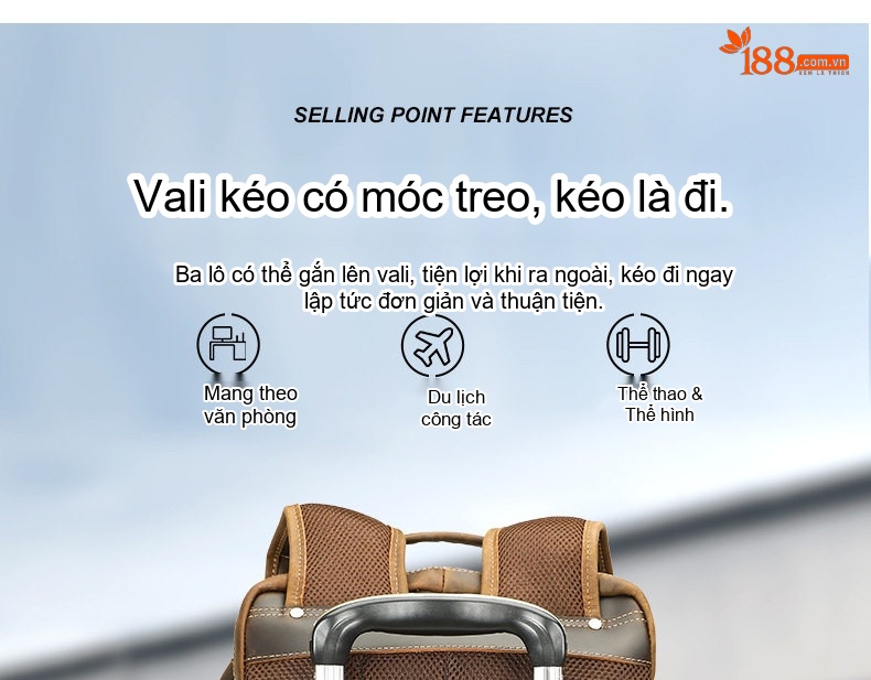 Balo Da Bò Dáng Đôi Ngoài Trời Phong Cách Âu Mỹ Đựng Laptop Đa Năng Màu Nâu chi tiết 6
