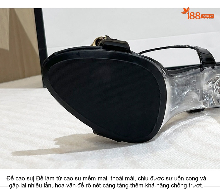 Giày Sandal Cao Gót Nữ Quai Mảnh Gót Trong Suốt Gót Cao 11cm Da Bóng Màu Đen, Vàng, Đỏ, Hồng... chi tiết 5