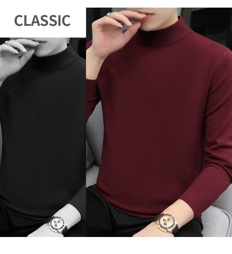Áo Len Nam Cổ Lọ Dệt Kim Lót Lông Dày Dặn Phong Cách Hàn Quốc Màu Be, Xám, Đen, Xanh... chi tiết 27