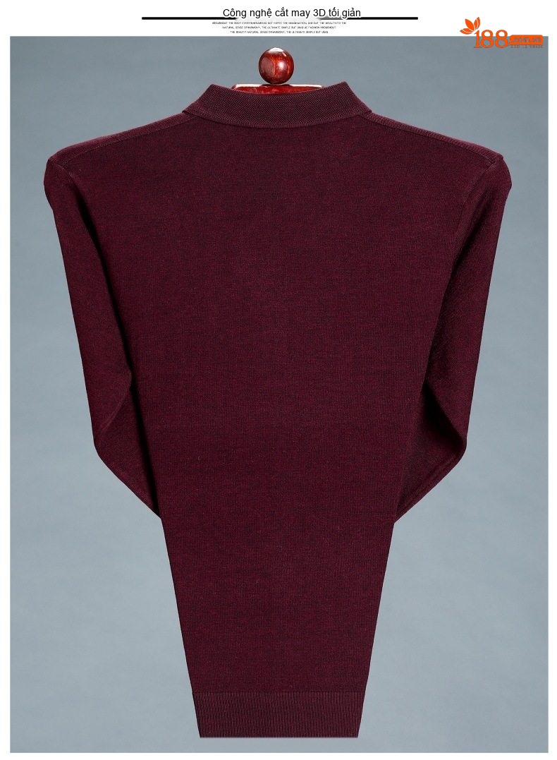 Áo Thun Polo Nam Dài Tay Dệt Kim Cashmere Phong Cách Doanh Nhân Màu Đỏ Rượu, Xám, Xanh Dương, Xanh Lá... chi tiết 20
