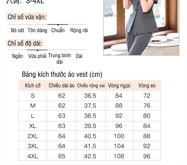 Bộ Vest Công Sở Nữ Tay Ngắn Quần/Chân Váy Màu Xám, Đen chi tiết 13
