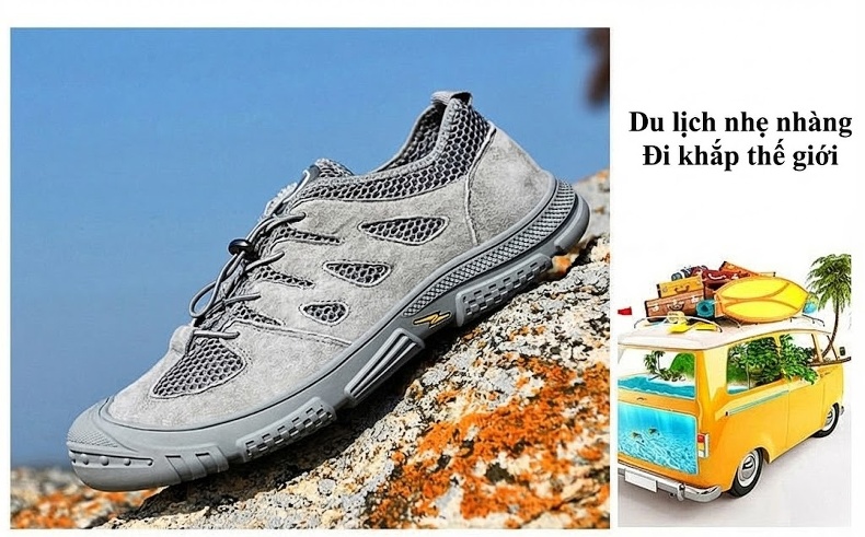 Giày lội nước nam vải lưới thoáng khí nhanh khô chống trượt đi câu cá đi biển đế cao 3 cm chi tiết 21
