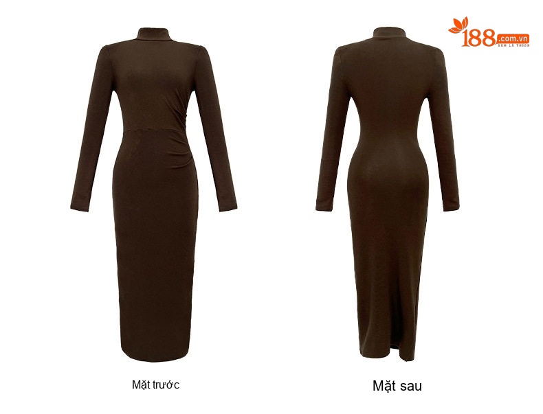 Đầm Dài Nữ Ôm Body Dệt Kim Co Giãn Lót Lông Giữ Nhiệt Màu Đen, Nâu, Tím, Be... chi tiết 10