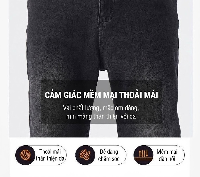 Quần Jean Nam Ống Đứng Dáng Rộng Phong Cách Mỹ Wash Bụi Màu Xanh chi tiết 34
