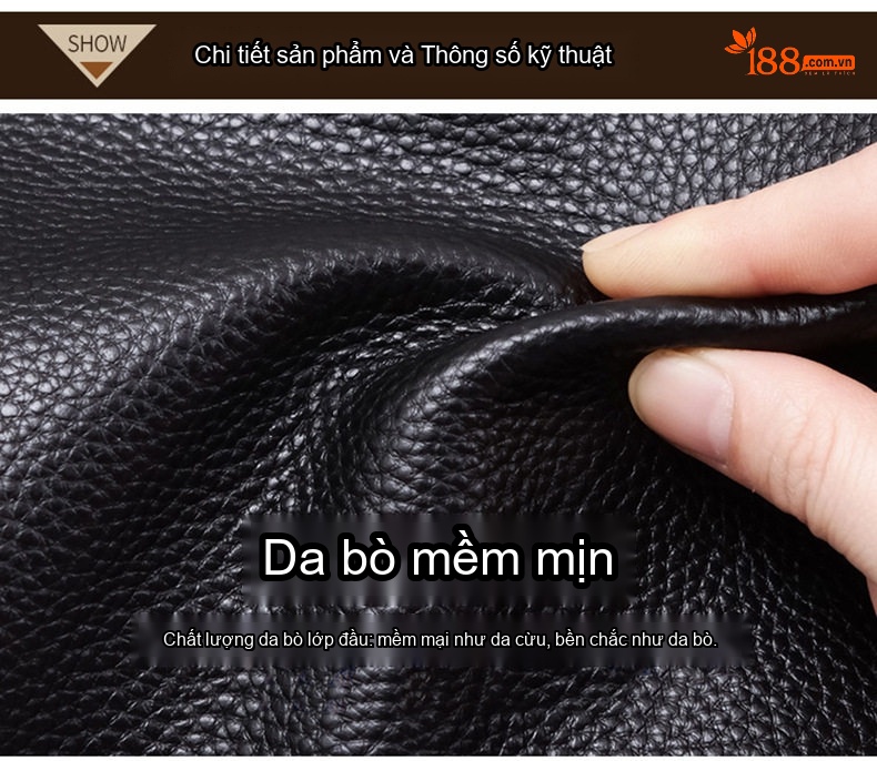 Túi Tote Nữ Da Thật Sức Chứa Lớn Thời Trang Đeo Vai Xách Tay Màu Đen chi tiết 9