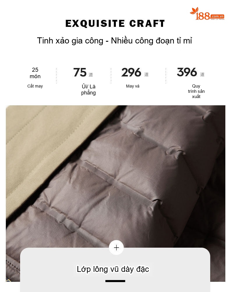 Áo Khoác Gió Nam Cổ Bẻ Lót Lông Vũ Tháo Rời Dáng Dài Giữ Ấm Phong Cách Doanh Nhân Màu Be, Đen chi tiết 6