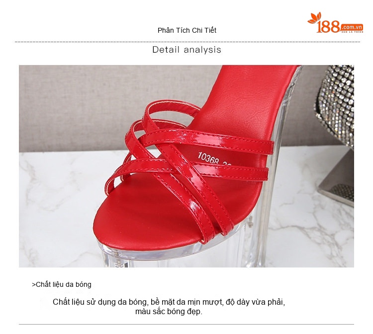 Giày Sandal Cao Gót Nữ Quai Ngang Gót Cao 26cm Màu Đen, Đỏ, Trắng, Hồng... chi tiết 5