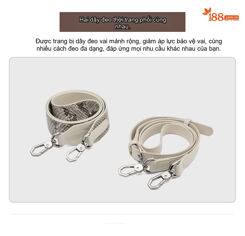 Túi Đeo Vai/Đeo Chéo Nữ Da Bò Phong Cách Âu Mỹ Cổ Điển Màu Đen, Trắng chi tiết 8