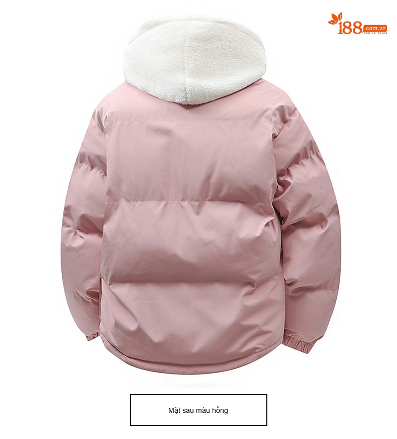 Áo Khoác Cotton Nam Lông Cừu Non Hai Lớp Dày Dặn Có Mũ Trùm Đầu Màu Trắng, Xanh Dương, Xanh Lá, Hồng... chi tiết 16