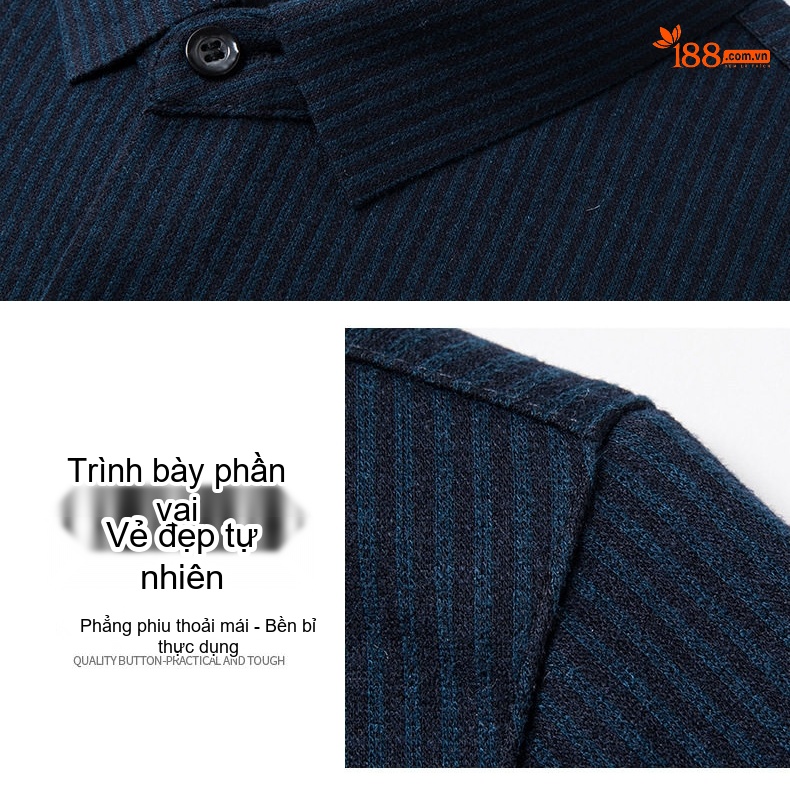 Áo Sơ Mi Nam Dài Tay Dệt Kim Lông Cừu Non Chống Nhăn Màu Đen, Xanh Navy, Đỏ Rượu chi tiết 4