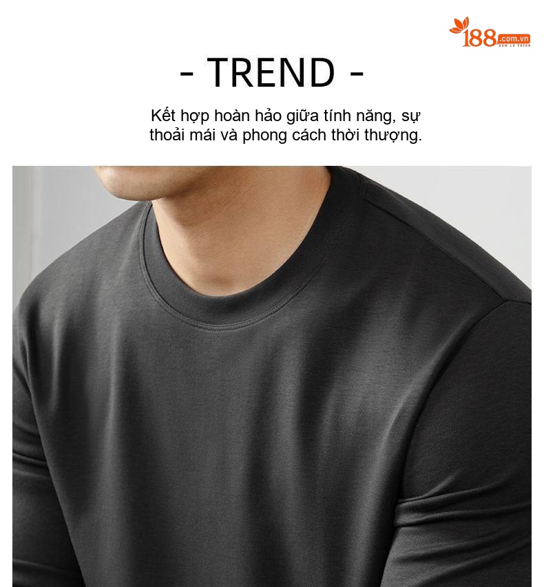 Áo Thun Dài Tay Nam Cotton Modal Mềm Mại Kháng Khuẩn Màu Trắng, Đen, Xám, Xanh... chi tiết 12