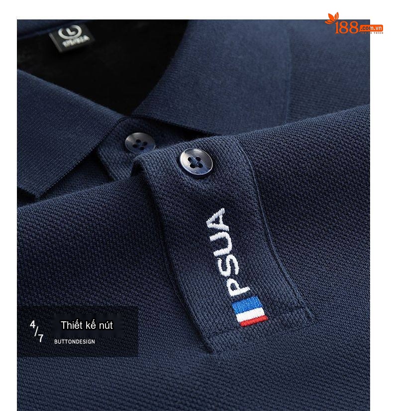 Áo Polo Nam Tay Dài Cotton Lót Lông Cừu Màu Xanh Dương, Xanh Navy, Kem, Xanh Lá chi tiết 23
