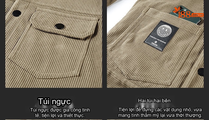 Áo Khoác Nam Vải Đũi Lót Lông Cừu Non Dày Dặn Phong Cách Hard Man Màu Xám, Nâu, Be chi tiết 19