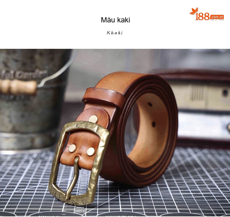 Thắt Lưng Nam Da Bò Nguyên Tấm Khóa Kim Loại Phong Cách Retro Màu Nâu, Đen, Vàng chi tiết 29