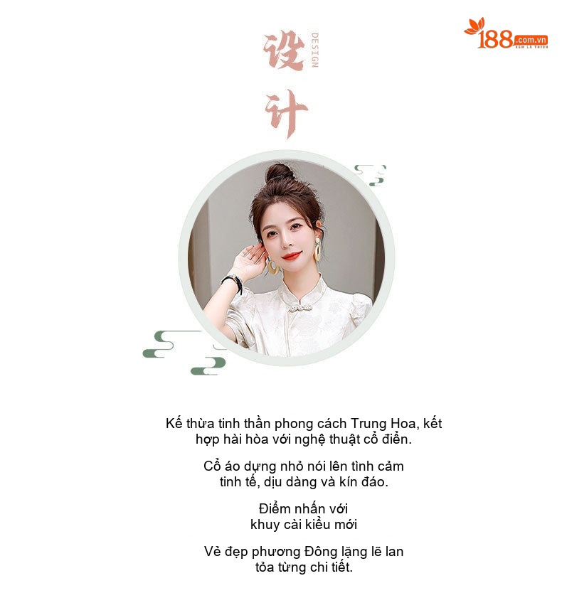 Set Bộ Quần Áo Nữ Kiểu Trung Hoa Cách Tân Áo Tay Ngắn Quần Ống Rộng Thời Trang Màu Trắng, Hồng chi tiết 2
