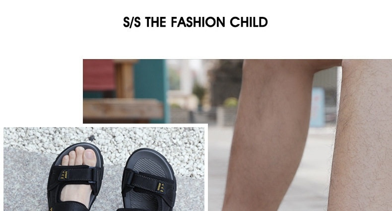 Sandal Nam Da Bò Hở Ngón Thoáng Khí Chiều Cao Đế Khoảng 3cm Màu Nâu, Đen chi tiết 20