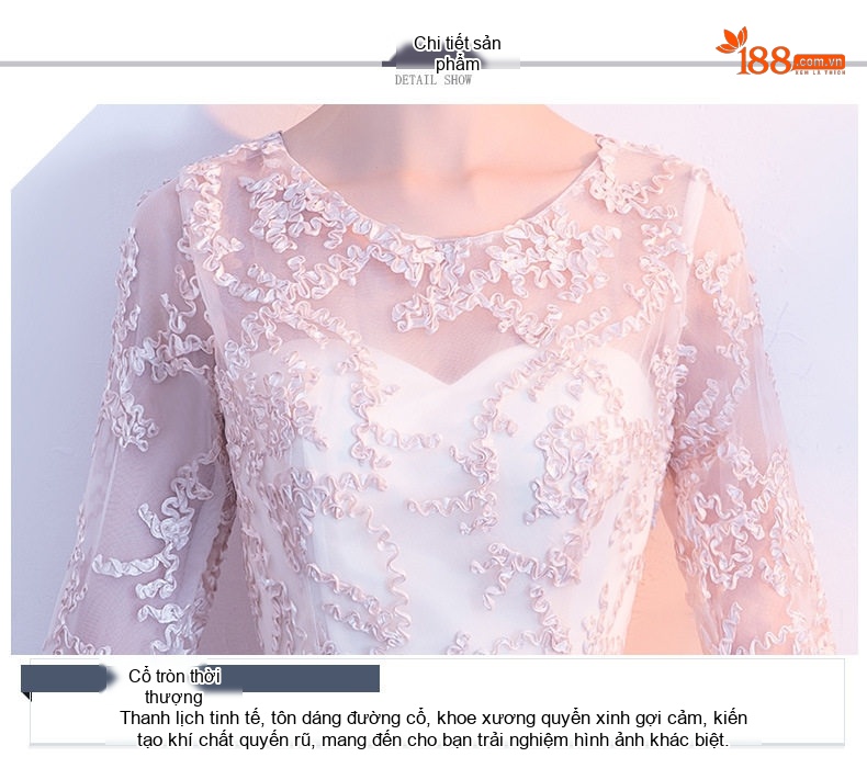 Váy Dạ Hội Dáng Dài Màu Champagne Thiết Kế Ôm Dáng Sang Trọng chi tiết 12