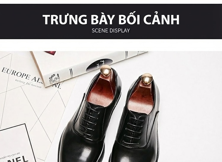 Giày Tây Buộc Dây Nam Da Bóng Chiều Cao Đế Khoảng 3cm Màu Đen, Nâu chi tiết 12