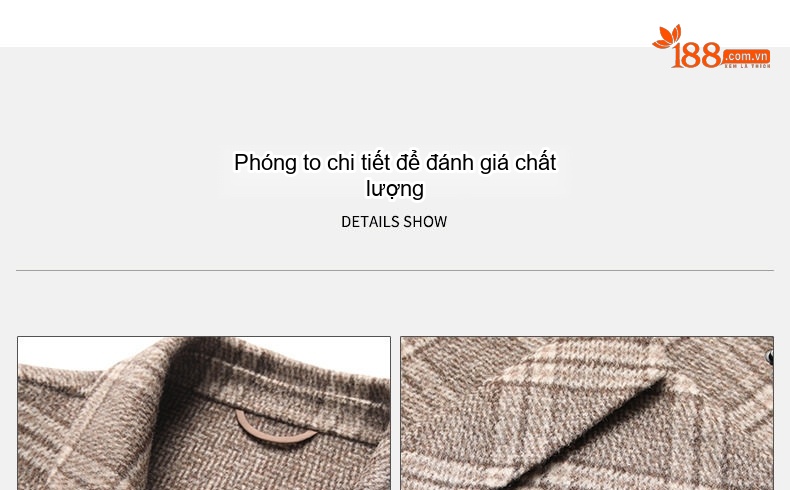 Áo Khoác Nam Ca Rô Ngắn Tay Dài Chất Liệu Lông Cừu Hai Mặt Dày Dặn Màu Nâu, Xám chi tiết 3