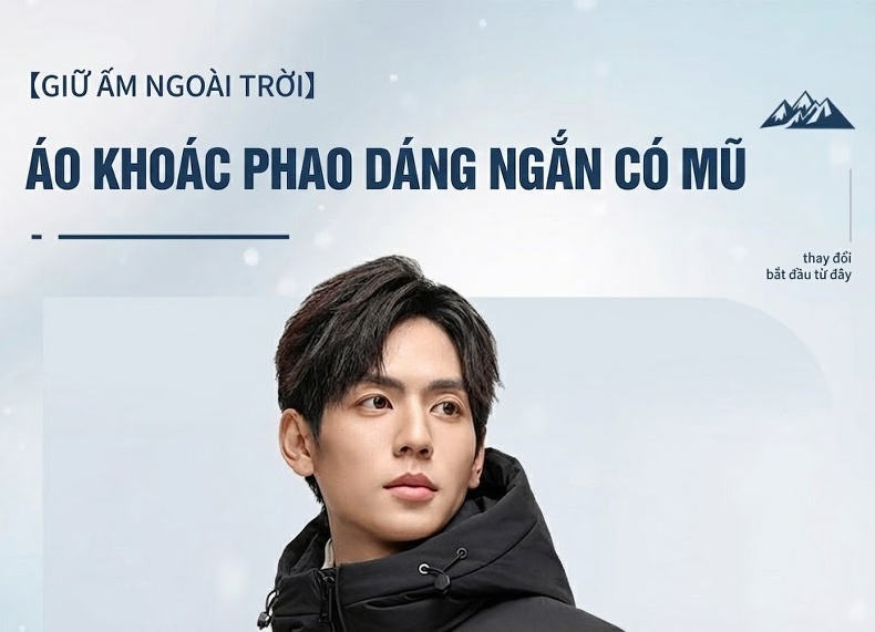 Áo Phao Nam 90 Bạch Áp Nhung Dày Dặn Có Mũ Trùm Đầu Màu Đen chi tiết 1
