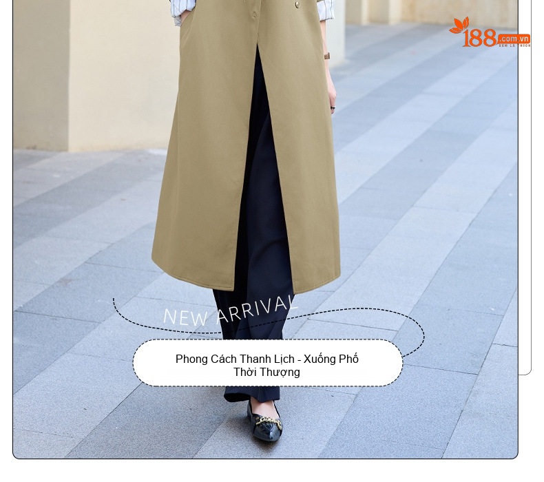 Áo Khoác Gió Dáng Dài Phong Cách Thời Trang Thanh Lịch Màu Nâu Đỏ, Xanh Olive chi tiết 5
