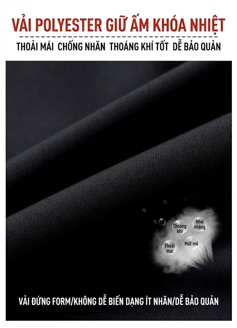 Áo Khoác Cotton Nam Cổ Bẻ Lót Lông Cừu Non Giữ Ấm Màu Đen chi tiết 4