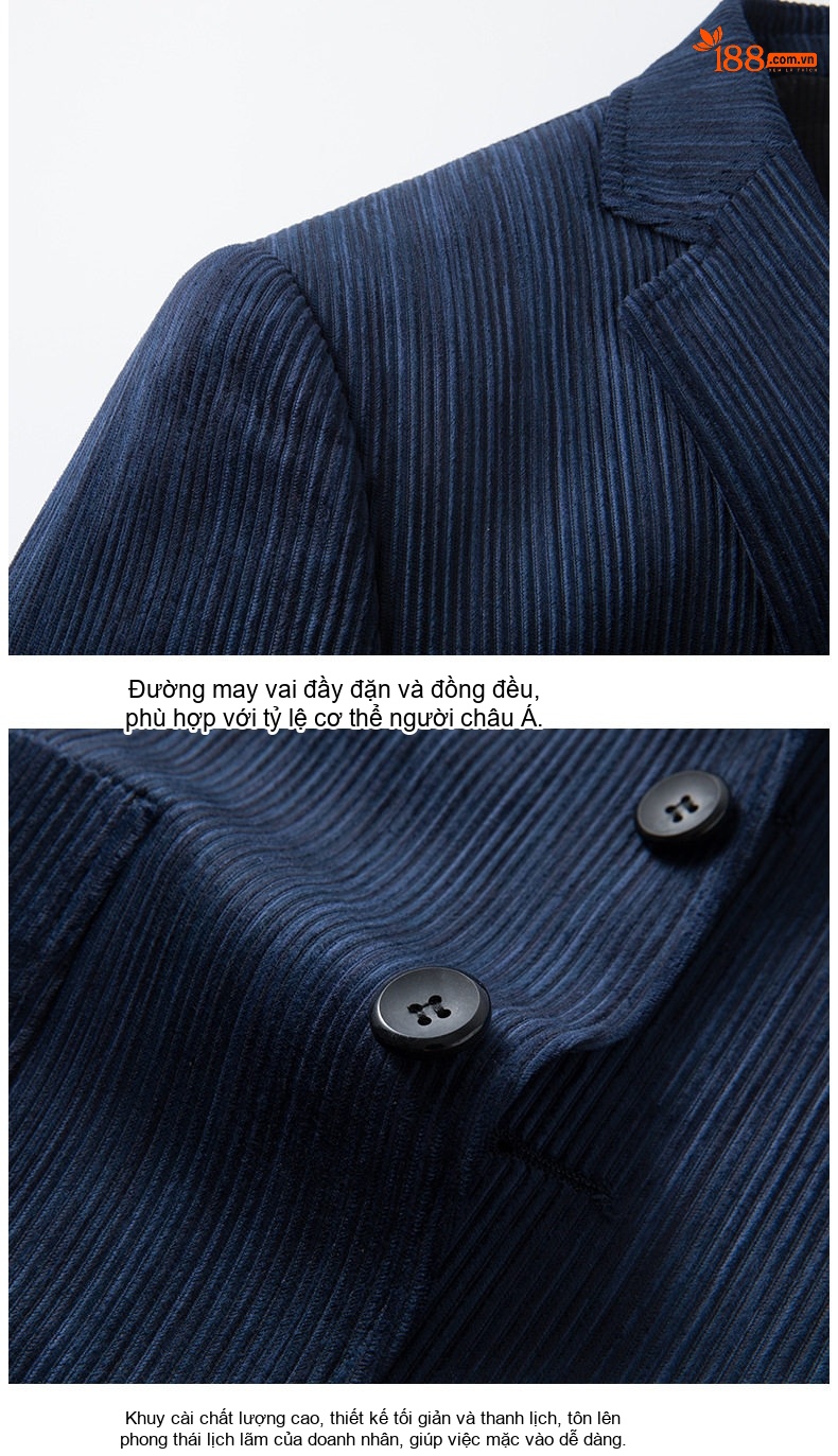 Áo Vest Nam Dáng Ôm Vải Nhung Gân Chống Nhăn Phong Cách Hàn Quốc Màu Nâu, Xanh Navy, Xám chi tiết 22