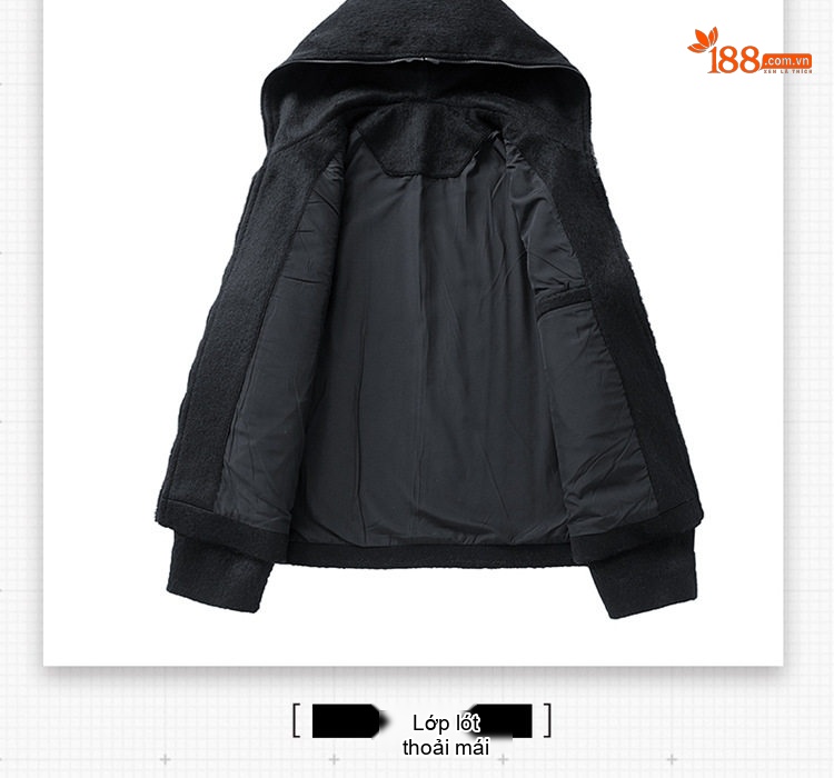 Áo Khoác Lông Cừu Non Có Mũ Trùm Đầu Dáng Rộng Unisex Màu Kem, Xám, Đen chi tiết 10