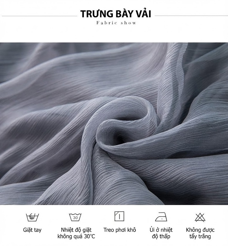 Váy Đi Biển Nữ Lụa Tằm Bohemian Thắt Eo Tôn Dáng Cổ Tròn Tay Ngắn Màu Xám chi tiết 5