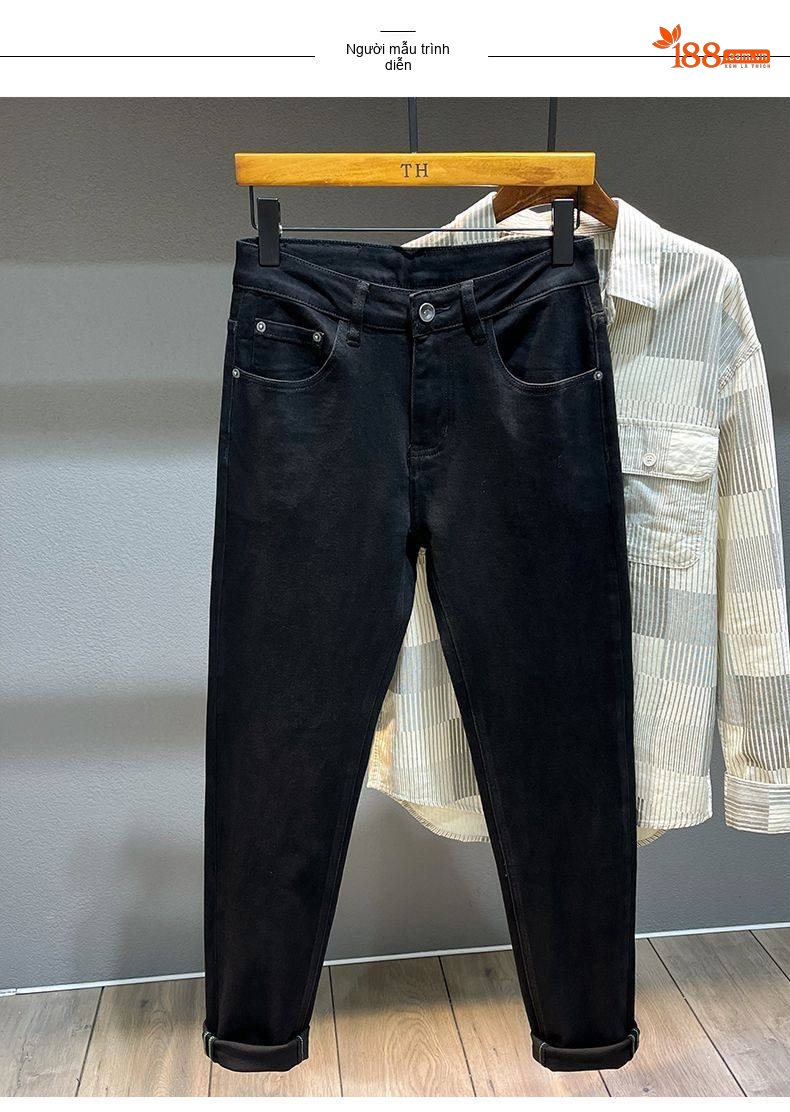 Quần Jean Dáng Suông Nam Cotton Màu Xanh Nhạt, Xám, Đen chi tiết 27
