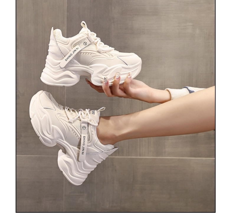 Giày Sneaker Nữ Đế Cao Khoảng 6cm Dây Buộc Kiểu Dáng Ulzzang Màu Trắng, Đen chi tiết 11