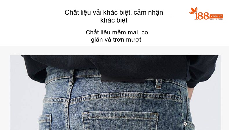 Quần Jean Nam Ống Đứng Dáng Rộng Phong Cách Mỹ Wash Bụi Màu Xanh chi tiết 6