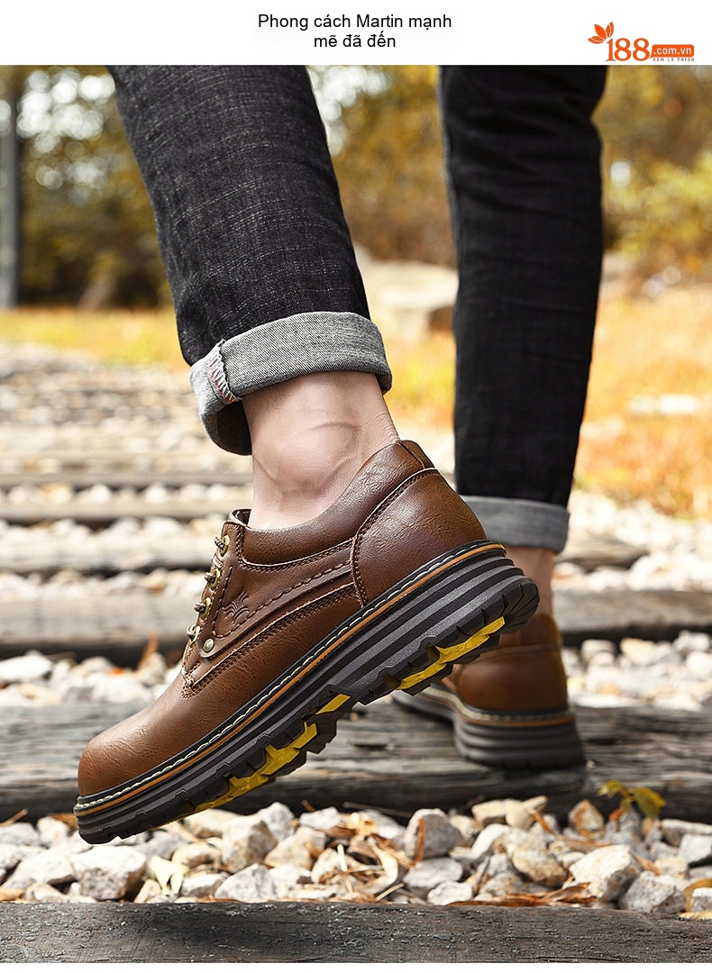 Giày da bò outdoor công sở buộc dây đế cao 3 cm chi tiết 13
