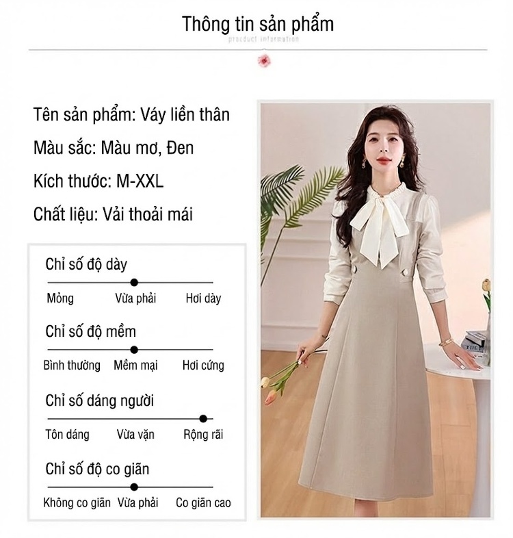 Váy Yếm Nữ dáng chữ A Giả Hai Lớp Phong Cách Hàn Quốc Màu Be, Đen chi tiết 7