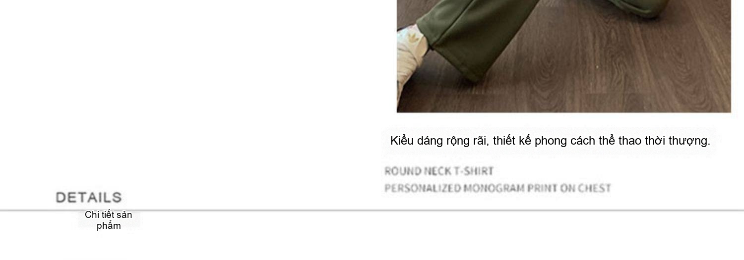 Bộ Đồ Nữ Thu Đông Áo Hoodie Quần Dài Ống Rộng Phong Cách Thời Trang Màu Be, Xanh Olive chi tiết 9