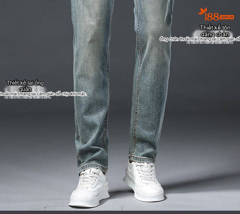 Quần Jean Nam Cotton In Họa Tiết Rách Gối Dáng Ôm Vừa Màu Xanh chi tiết 11