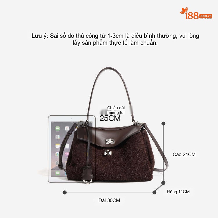 Túi Tote Nữ Da Mờ Sức Chứa Lớn Đeo Vai, Xách Tay Công Sở Màu Nâu, Xanh