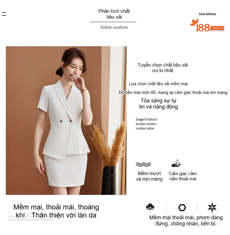 Áo Vest Tay Ngắn Nữ Công Sở Thanh Lịch Màu Trắng, Đen, Xanh Than chi tiết 5