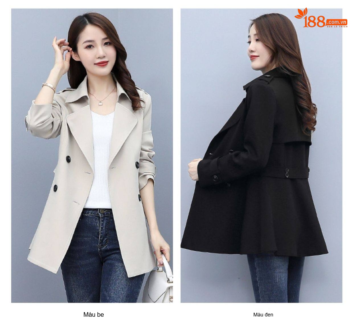 Áo Khoác Gió Nữ Dáng Ngắn Thiết Kế Thanh Lịch Màu Be chi tiết 11