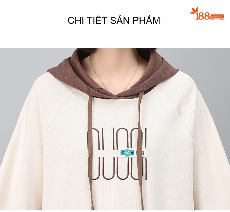 Bộ đồ thể thao nữ dáng nhỏ gọn áo hoodie tay lỡ quần dài chi tiết 22