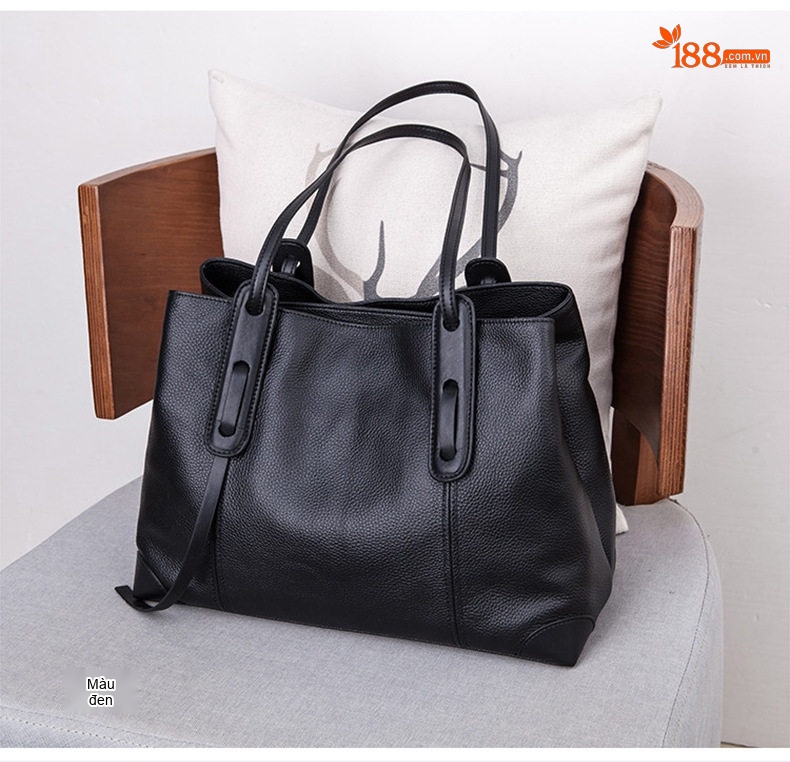 Túi Tote Nữ Da Thật Đựng Đồ Dung Lượng Lớn Phong Cách Cao Cấp Màu Đen chi tiết 14