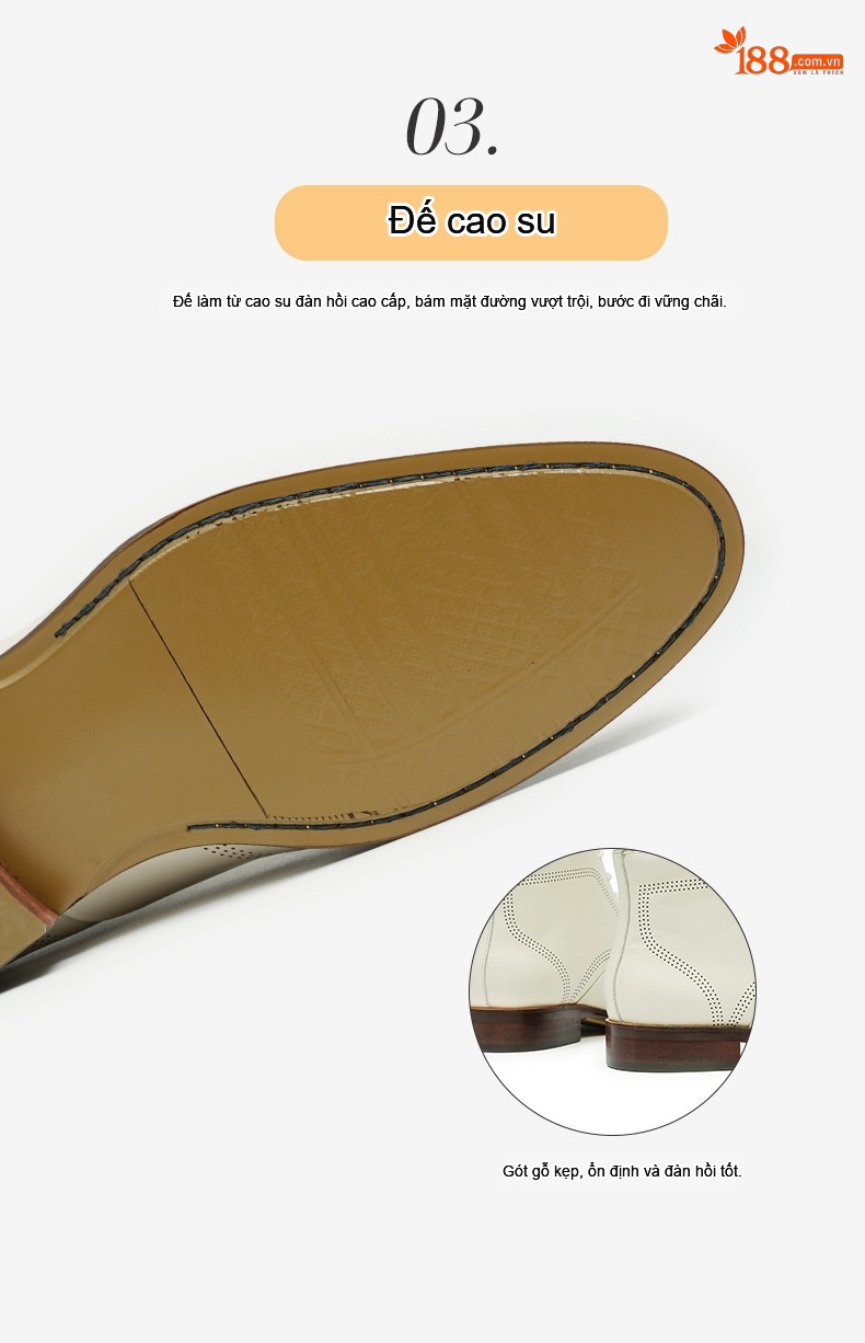 Giày Martin Cổ Cao Nam Da Bò Công Sở Chiều Cao Đế Khoảng 3cm Màu Trắng chi tiết 9