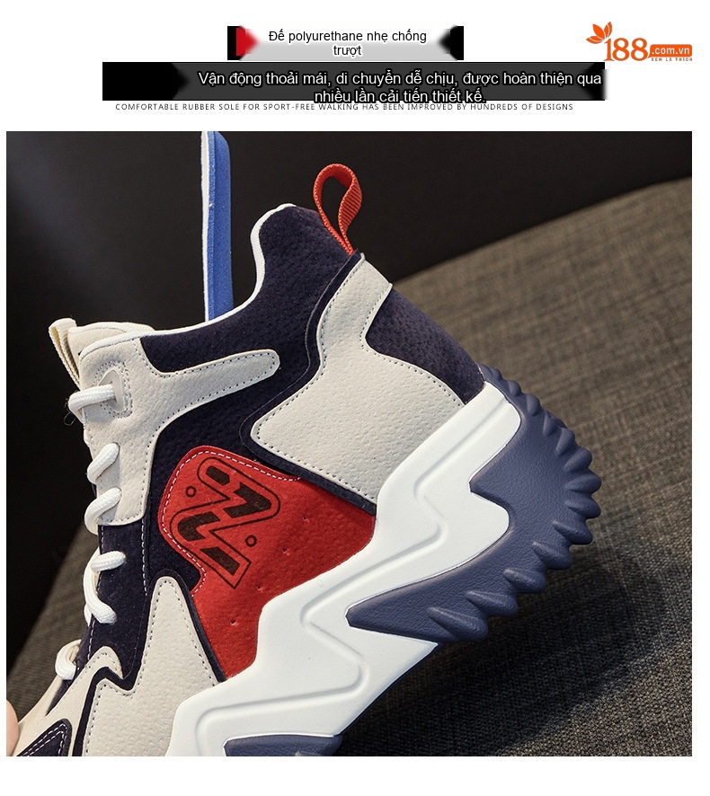 Giày Sneaker Nữ Đế Dày Chiều Cao Đế Khoảng 5cm Phong Cách Hàn Quốc Màu Trắng, Xanh Navy, Đỏ... chi tiết 15