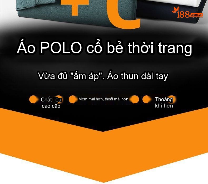 Áo Polo Nam Dài Tay 【含桑蚕丝】Cotton Cổ Bẻ Màu Trắng, Đen, Xanh, Nâu... chi tiết 2