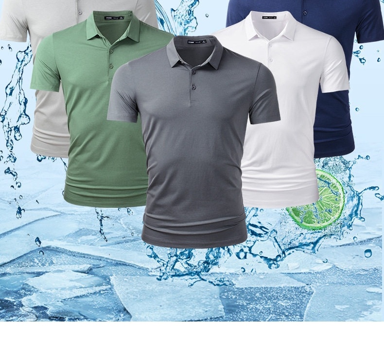 Áo Polo Nam Ngắn Tay Modal Lụa Băng Cao Cấp Cổ Bẻ Phong Cách Doanh Nhân Màu Đen, Xám chi tiết 7