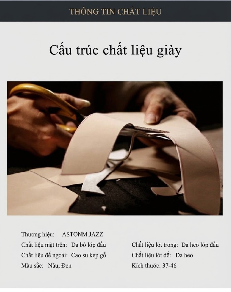 Giày Tây Buộc Dây Nam Da Thật Chiều Cao Đế Khoảng 3cm Màu Nâu, Đen chi tiết 2